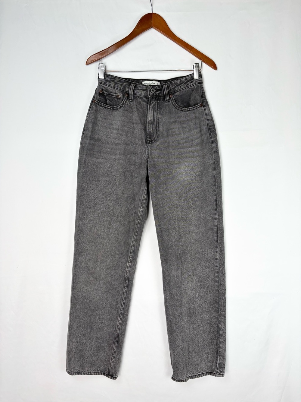 Abercrombie and Fitch Curve Love High Rise Loose Jean Drapey Rigid Gray Size 25R